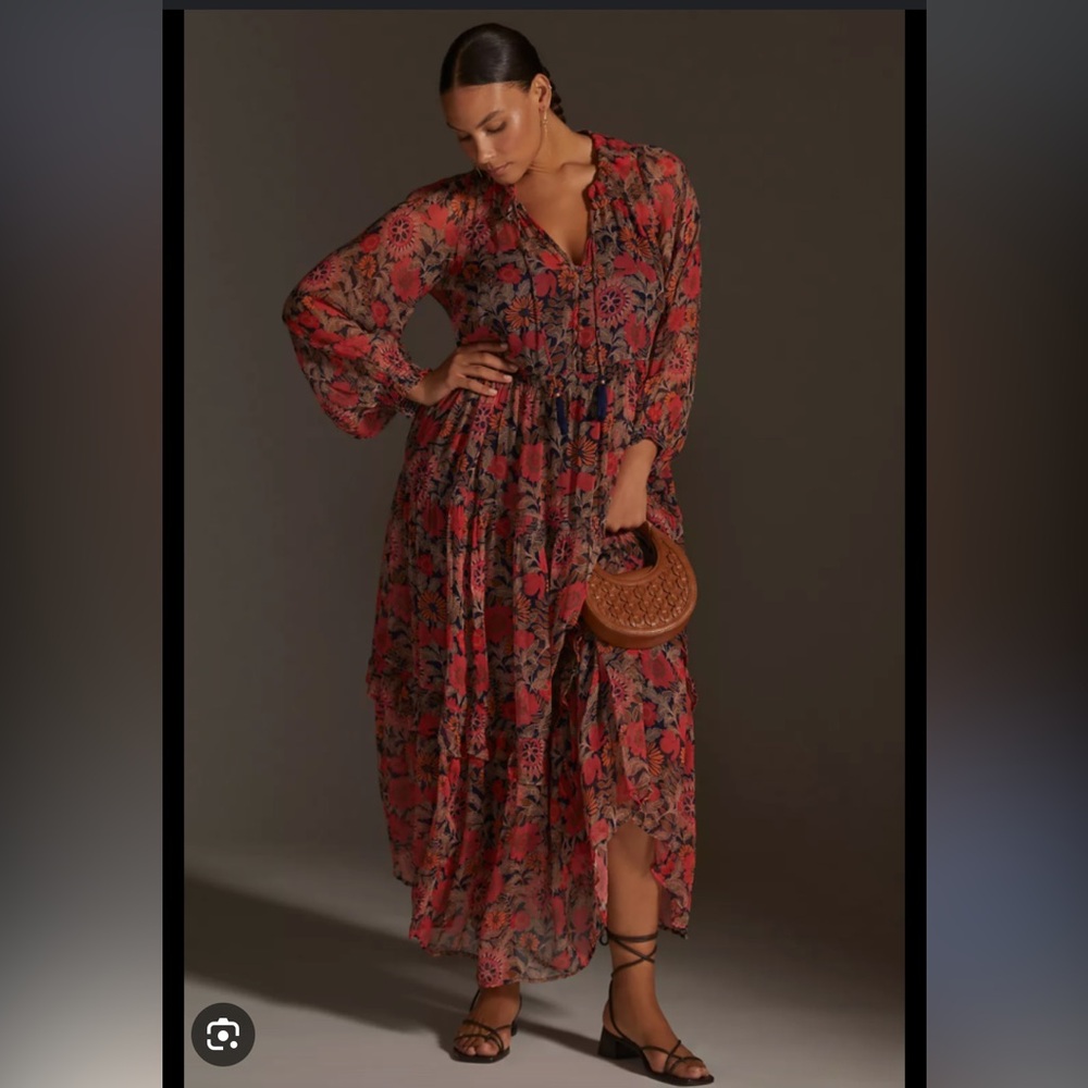 Anthropologie The Marais Printed Chiffon Maxi Dress
